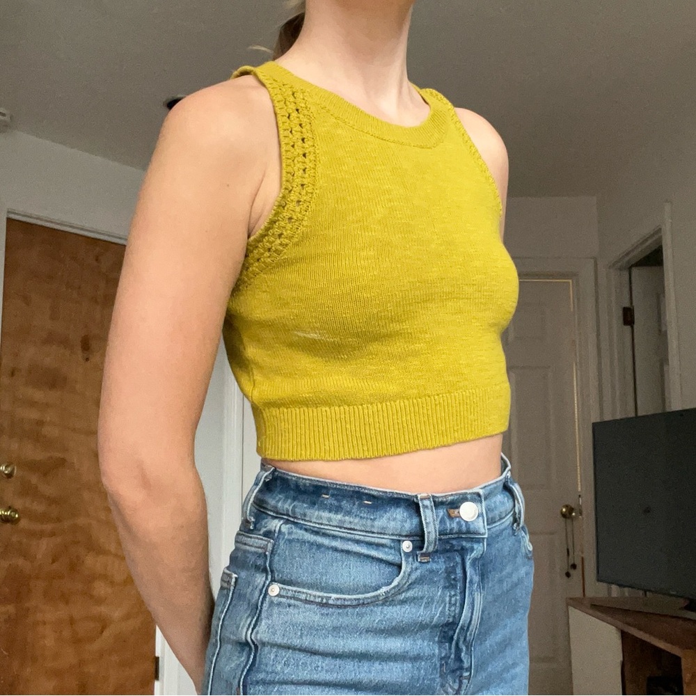 Madewell Crochet-Trim Crop Sweater Tank